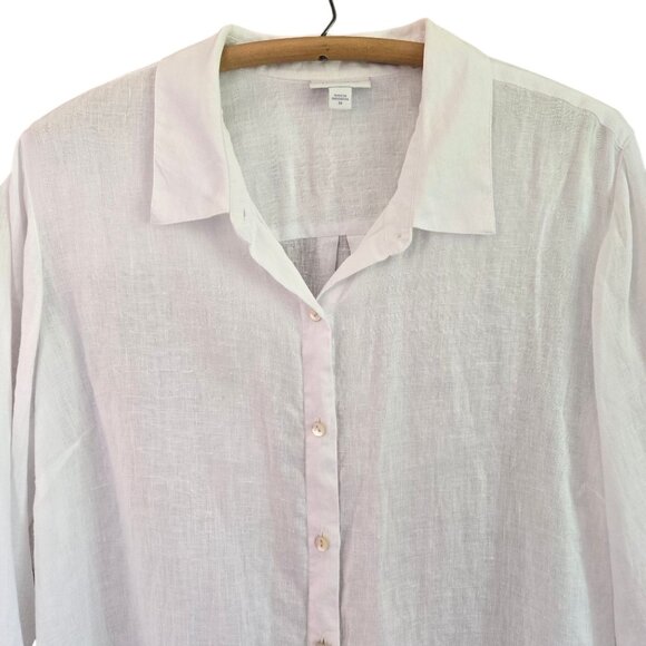 J.Jill Love Linen Womens White Button-Down Shirt Long Sleeve Lightweight 2X - Picture 3 of 9